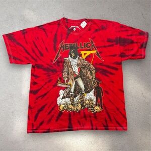 Metallica The Unforgiven Pushead Tie Dye Graphic T-Shirt Red Mens Large 60040472